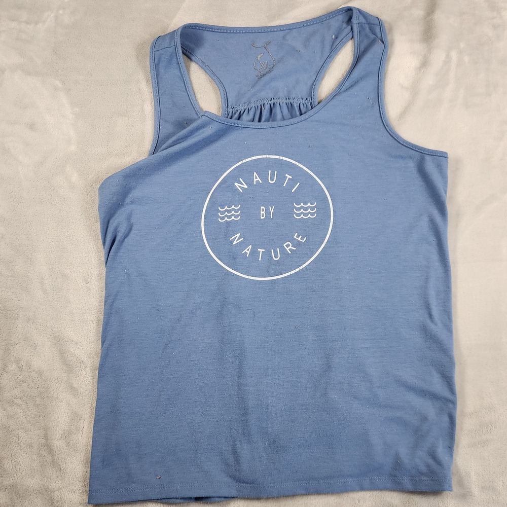 Reel Skipper Blue Nauti by Nature Racer‎ Back Tank Top XL Coastal Cowgirl